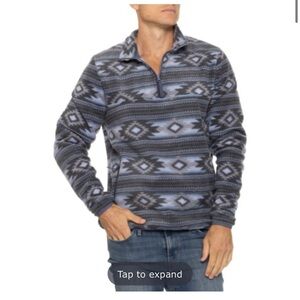 Men's Gray and Blue Patterned Zip-Up Fleece- NWT